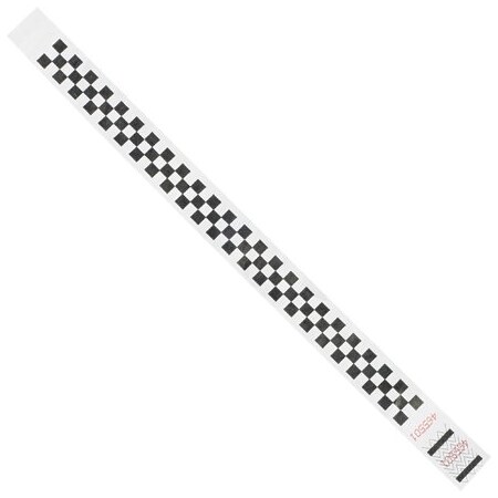 Bsc Preferred 3/4 x 10'' Black Checkerboard Tyvek Wristbands, 500PK BUY00022018
